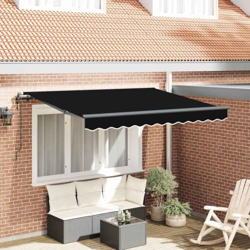 Qnhdfrt Markise 350 x 200 cm Schwarz Einziehbar Aluminiumrahmen Robustes Polyester Für Balkon Terrasse Garten Modernes Design und Wetterbeständigkeit für Outdoor Beschattung von Qnhdfrt
