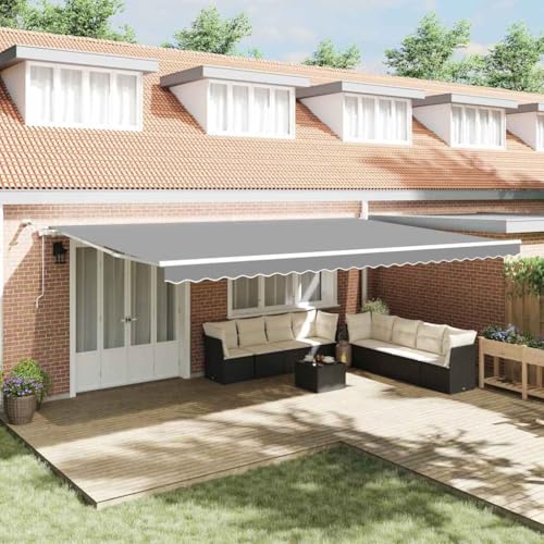 Qnhdfrt Markise 6x3,5 m Weiß Gelenkarmmarkise aus Metall UV-beständiges Tuch Modernes platzspares Design für Balkon Garten Terrasse von Qnhdfrt