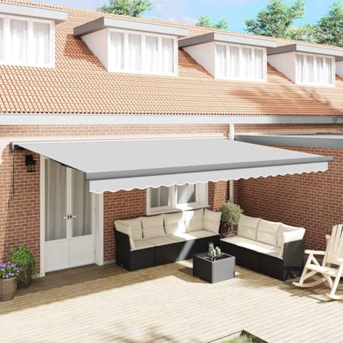 Qnhdfrt Markise Anthrazit 5x3 m aus Metall mit Kurbel einziehbar, UV-beständiger Markisenstoff, robuster Sonnenschutz Terrasse & Garten, Modernes Design für Outdoor-Bereiche von Qnhdfrt