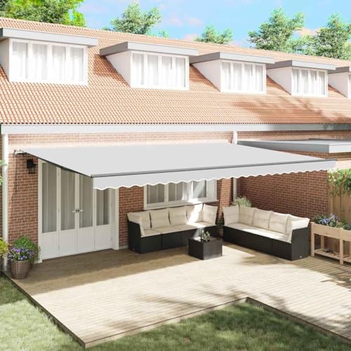 Qnhdfrt Markise Anthrazit 6 x 3 m rechteckig Metall Gestell manuell UV-Schutz Stoff für Garten Terrasse Balkon Modernes Design Robuste Langlebigkeit und Einstellbarer Schatten für Outdoor Wohnbereich von Qnhdfrt