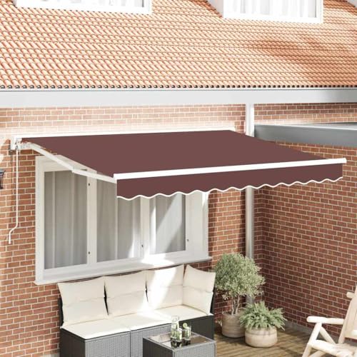 Qnhdfrt Markise Gelenkarmmarkise 350 x 200 cm Braun Wasserabweisender Markisenstoff 10° Neigung Fernbedienung für Balkon Terrasse Garten von Qnhdfrt