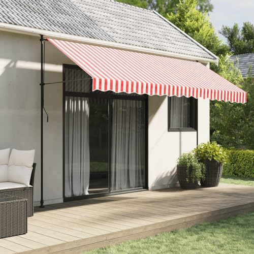 Qnhdfrt Markisenbespannung Rot Weiß Gestreift 380x295 cm für Markise 4x3 m Sonnenschutz für Terrasse Balkon Garten Wetterbeständig und Leicht von Qnhdfrt