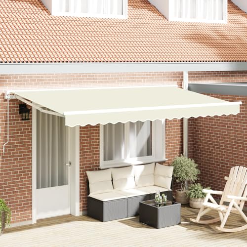 Qnhdfrt Markisenstoff Creme 4x2 m Rechteckig Polyester Sonnenschutz für Terrasse Balkon von Qnhdfrt