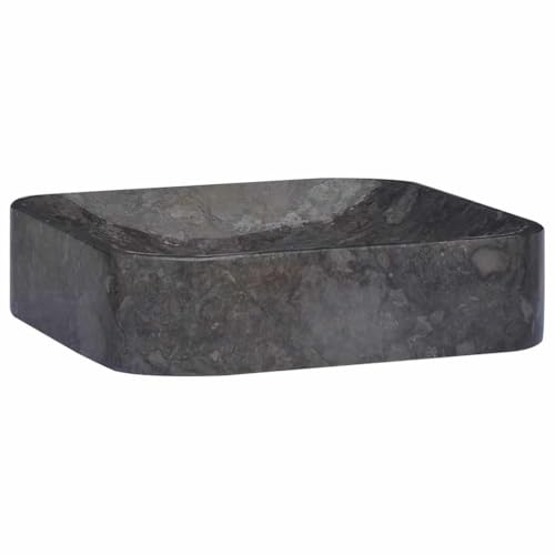 Qnhdfrt Marmor Waschbecken Schwarz 40x40x10 cm Modernes Handwaschbecken für Badezimmer Gäste WC und Camping Robustes Aufsatzwaschbecken aus Naturstein von Qnhdfrt