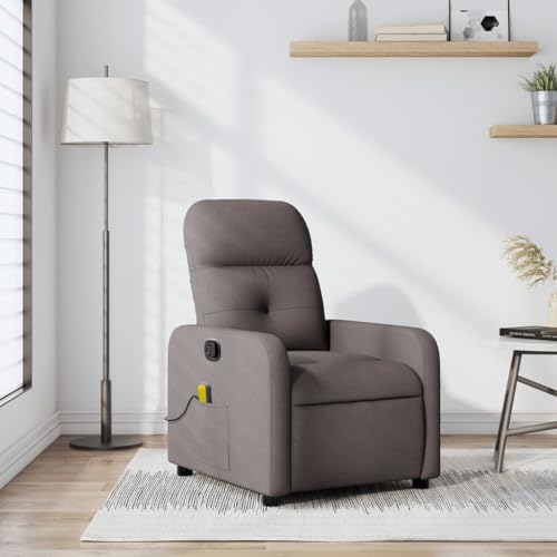 Qnhdfrt Massagesessel Taupe Stoff mit manueller Liegefunktion und 6-Punkt-Vibrationsmassage bequem für Wohnzimmer Schlafzimmer atmungsaktiver Bezug max. 110 kg Tragfähigkeit von Qnhdfrt