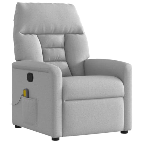 Qnhdfrt Massagesessel mit manueller Liegefunktion und 6-Punkt-Vibrationsmassage Wolkengrau Stoff für Wohnzimmer Schlafzimmer von Qnhdfrt