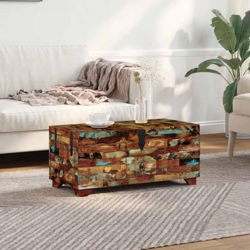 Qnhdfrt Massiver Altholz Couchtisch als Truhe 80x40x35 cm mit 3 Fächern & Schublade Handgefertigter Beistelltisch Vintage Wohnzimmertisch mit Stauraum für Couch Deko Qnhdfrt Massiver Altholz Couchtisch als Truhe 80x40x35 cm mit 3 Fächern & Schublade Handgefertigter Beistelltisch Vintage Wohnzimmertisch mit Stauraum für Couch Deko von Qnhdfrt