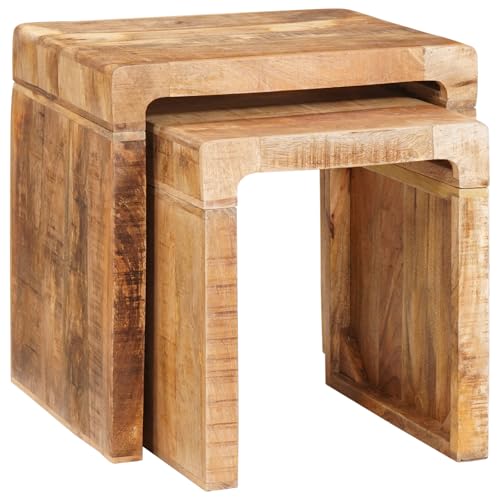Qnhdfrt Massiver Mangoholz Beistelltisch Klein Braun Stapelbar Rustikales Design Wohnzimmer Schlafzimmer 46x40x46 cm Qnhdfrt Massiver Mangoholz Beistelltisch Klein Braun Stapelbar Rustikales Design Wohnzimmer Schlafzimmer 46x40x46 cm von Qnhdfrt