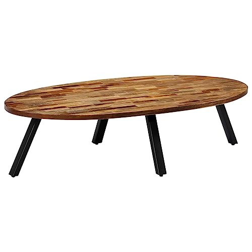 Qnhdfrt Massiver Ovaler Couchtisch aus Recyceltem Teakholz 120x60x30 cm mit Stahlbeinen Robust und Langlebig für Wohnzimmer Beistelltisch oder Nachttisch Qnhdfrt Massiver Ovaler Couchtisch aus Recyceltem Teakholz 120x60x30 cm mit Stahlbeinen Robust und Langlebig für Wohnzimmer Beistelltisch oder Nachttisch von Qnhdfrt