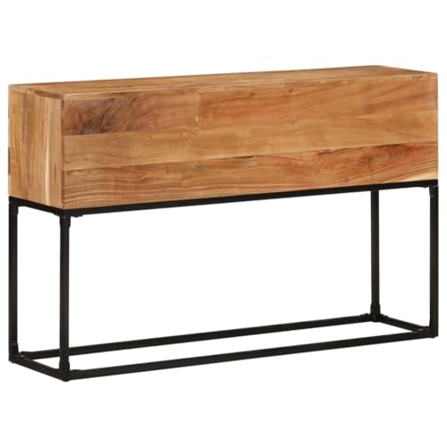 Qnhdfrt Massivholz Akazie Beistelltisch 120x30x75 cm mit Industriellem Design und Pulverbeschichteten Eisenbeinen - Robust für Wohnzimmer Balkon Garten von Qnhdfrt