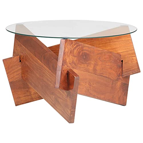 Qnhdfrt Massivholz Akazie Couchtisch 60 cm Durchmesser honigbraun mit Glasplatte stabil langlebig für Wohnzimmer Beistelltisch oder Nachttisch Qnhdfrt Massivholz Akazie Couchtisch 60 cm Durchmesser honigbraun mit Glasplatte stabil langlebig für Wohnzimmer Beistelltisch oder Nachttisch von Qnhdfrt