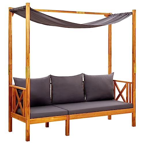 Qnhdfrt Massivholz Akazie Gartenbank mit Sonnendach 3-Sitzer Outdoor Sitzbank Dunkelgrau für Garten Terrasse Balkon Robust und Bequem Qnhdfrt Massivholz Akazie Gartenbank mit Sonnendach 3-Sitzer Outdoor Sitzbank Dunkelgrau für Garten Terrasse Balkon Robust und Bequem von Qnhdfrt