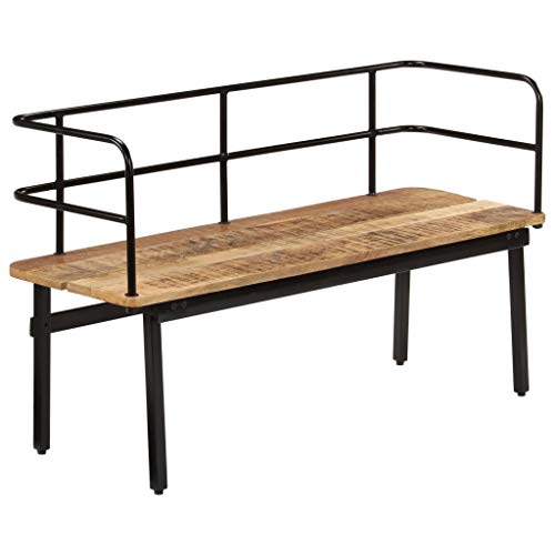 Qnhdfrt Massivholz Bank aus Mangoholz 120 x 40 x 70 cm mit Eisenbeinen Robuste Flur Sitzbank für Eingangsbereich Schlafzimmer und Esszimmer von Qnhdfrt
