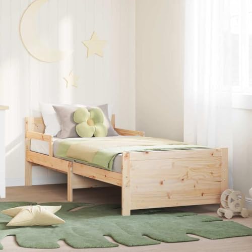 Qnhdfrt Massivholz-Bettgestell Kinder 80x130/165/200 cm ausziehbar Kiefer Braun robuster Lattenrahmen klassisches Design Gästebett & Jugendbett für Kinderzimmer und Gästezimmer von Qnhdfrt