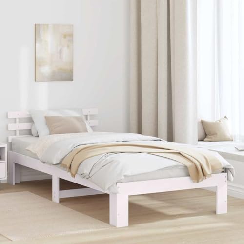Qnhdfrt Massivholz Bettgestell Weiß 100 x 200 cm Minimalistisches Design mit Robustem Naturholz und Zeitloser Ästhetik für Schlafzimmer Qnhdfrt Massivholz Bettgestell Weiß 100 x 200 cm Minimalistisches Design mit Robustem Naturholz und Zeitloser Ästhetik für Schlafzimmer von Qnhdfrt