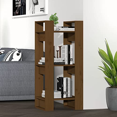 Qnhdfrt Massivholz Bücherregal Raumteiler Honigbraun 41x35x91 cm Schmaler Regalschrank mit Rustikaler Optik für Wohnzimmer Büro und als Dekoelement von Qnhdfrt