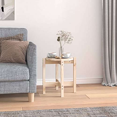 Qnhdfrt Massivholz Couchtisch Kiefer Rustikaler Beistelltisch Ø 42,5x45 cm Klein Praktische Tischplatte Robustes Design für Wohnzimmer Schlafzimmer Flur von Qnhdfrt
