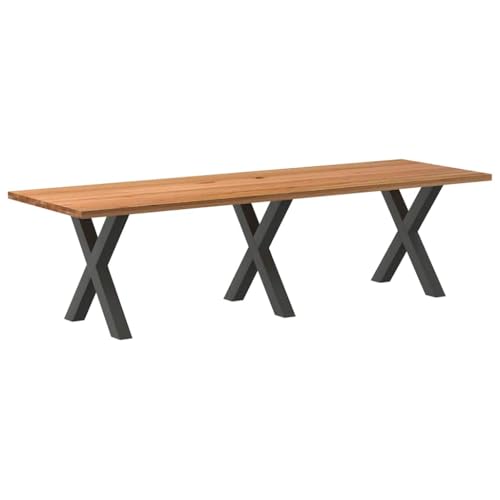Qnhdfrt Massivholz Eiche Esstisch Hellbraun Rechteckig 280x90x74 cm Großer Küchentisch mit verstellbaren Füßen für Familie und Essbereich Robustheit Langlebigkeit von Qnhdfrt