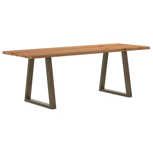Qnhdfrt Massivholz Eiche Esstisch mit Baumkanten 220x80x74 cm Großer Küchentisch oder Gartentisch Naturkanten Design für Esszimmer von Qnhdfrt