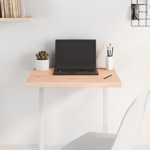 Qnhdfrt Massivholz Eichen Tischplatte 60x50x(2-4) cm Naturkante Unbehandelt für Küche Büro und Outdoor von Qnhdfrt