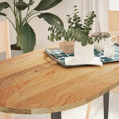 Qnhdfrt Massivholz Eichen Tischplatte Oval 140 x 60 x 2 cm Natürliche Maserung Robust & Langlebig für Couchtisch Beistelltisch oder Stehtisch von Qnhdfrt
