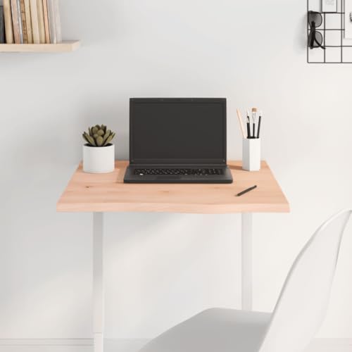 Qnhdfrt Massivholz Eichenholz Tischplatte 60x60x2 cm Naturkante Unbehandelt Vielseitig für Küche Wohnzimmer und Outdoor von Qnhdfrt