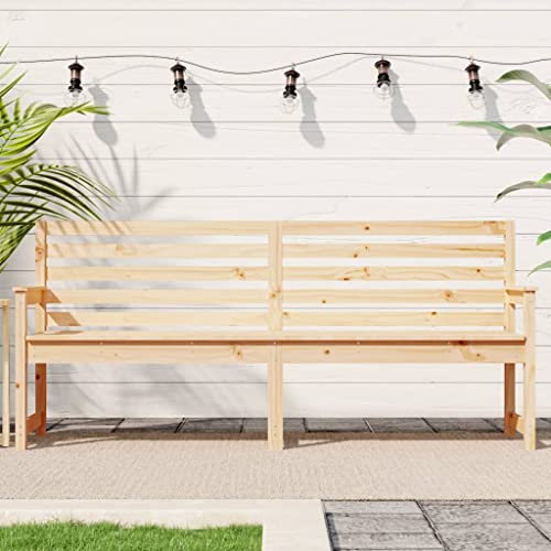 Qnhdfrt Massivholz Gartenbank aus Kiefer 203,5x48x91,5 cm Outdoor Sitzbank mit Rückenlehne und Armlehnen für Garten Terrasse Balkon von Qnhdfrt