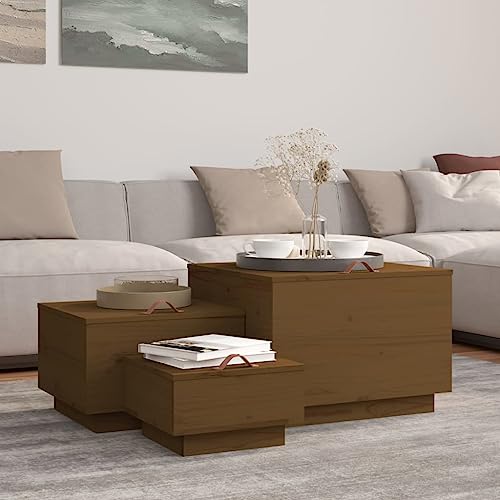 Qnhdfrt Massivholz Kiefer Aufbewahrungsboxen Set mit Deckeln 3 STK Braun in DREI Größen Organizer für Haushalt Garten und Wohnzimmer von Qnhdfrt