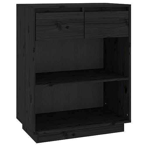 Qnhdfrt Massivholz Kiefer Beistellschrank Schwarz 60x34x75 cm Sideboard mit Schubladen Rustikales Design für Schlafzimmer Wohnzimmer und Büro Qnhdfrt Massivholz Kiefer Beistellschrank Schwarz 60x34x75 cm Sideboard mit Schubladen Rustikales Design für Schlafzimmer Wohnzimmer und Büro von Qnhdfrt