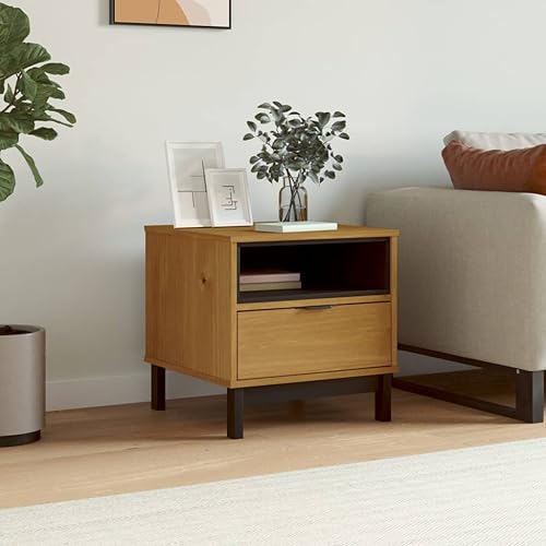 Qnhdfrt Massivholz Kiefer Beistelltisch 50x50x50 cm mit Schublade und offenem Fach - Elegantes Design für Stauraum, geeignet als Balkontisch, Gartentisch oder Couchtisch von Qnhdfrt