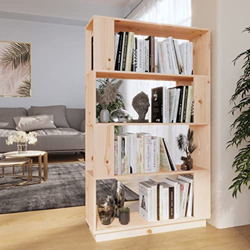 Qnhdfrt Massivholz Kiefer Bücherregal Raumteiler Schmal 80x25x132 cm Schrank mit Stauraum für Wohnzimmer von Qnhdfrt