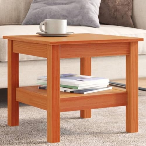 Qnhdfrt Massivholz Kiefer Couchtisch Beistelltisch Klein 45x45x40 cm Wachsbraun mit Regal Rustikales Design Stabil für Wohnzimmer Schlafzimmer Flur Qnhdfrt Massivholz Kiefer Couchtisch Beistelltisch Klein 45x45x40 cm Wachsbraun mit Regal Rustikales Design Stabil für Wohnzimmer Schlafzimmer Flur von Qnhdfrt