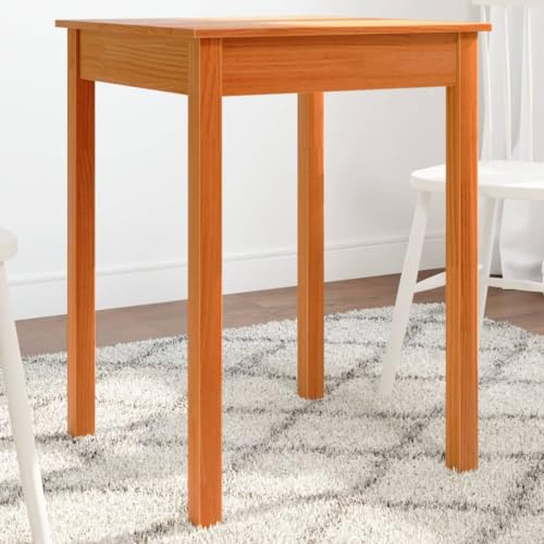 Qnhdfrt Massivholz Kiefer Esstisch Wachsbraun 55x55x75 cm Kleiner Tisch mit rustikaler Holzoptik für Küche Esszimmer Balkon oder Terrasse von Qnhdfrt