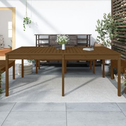 Qnhdfrt Massivholz Kiefer Gartentisch Honigbraun 203,5x100x76 cm Großer Outdoor Tisch für Garten Terrasse Balkon mit Stabiler Konstruktion von Qnhdfrt