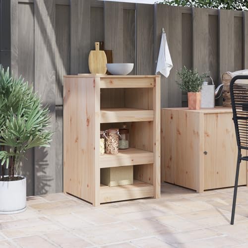 Qnhdfrt Massivholz Kiefer Küchenschrank 55x55x92 cm Braun Kompakt mit Verstellbaren Regalen für Küchenlagerung von Qnhdfrt