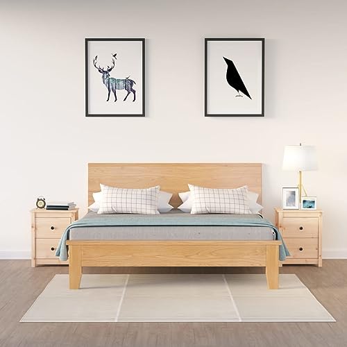 Qnhdfrt Massivholz Kiefer Nachttisch Set 2 Stück 50x35x61,5 cm mit 2 Schubladen – Elegantes Design Multifunktional als Beistelltisch für Schlafzimmer und Wohnzimmer von Qnhdfrt