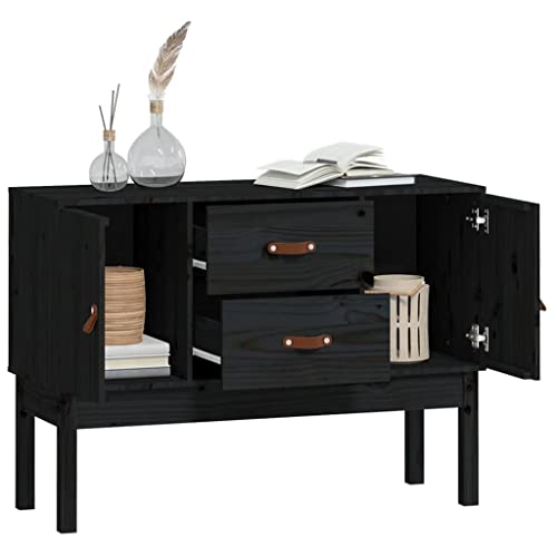 Qnhdfrt Massivholz Kiefer Sideboard Schwarz 110x40x78 cm Schrank mit Schubladen und Fächern für Wohnzimmer Küche Flur Klassisches Design und Viel Stauraum Qnhdfrt Massivholz Kiefer Sideboard Schwarz 110x40x78 cm Schrank mit Schubladen und Fächern für Wohnzimmer Küche Flur Klassisches Design und Viel Stauraum von Qnhdfrt