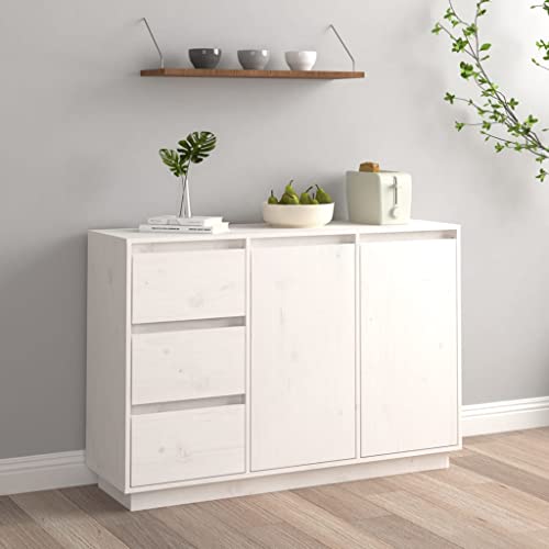 Qnhdfrt Massivholz Kiefer Sideboard Weiß 111x34x75 cm mit 2 Türen und 3 Schubladen für Wohnzimmer Schlafzimmer Rustikaler Landhausstil Qnhdfrt Massivholz Kiefer Sideboard Weiß 111x34x75 cm mit 2 Türen und 3 Schubladen für Wohnzimmer Schlafzimmer Rustikaler Landhausstil von Qnhdfrt