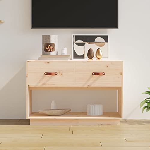 Qnhdfrt Massivholz Kiefer TV Schrank 90x40x60 cm mit Robuster Oberplatte und Großzügigem Stauraum für Fernseher Stereoanlagen im Wohnzimmer von Qnhdfrt