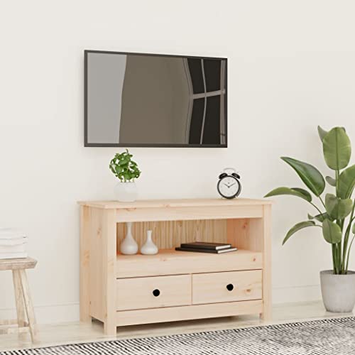 Qnhdfrt Massivholz Kiefer TV Schrank Lowboard Sideboard 79x35x52 cm Robustes Landhaus Design mit Stauraum für kleinere Räume von Qnhdfrt