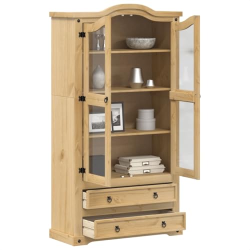 Qnhdfrt Massivholz Kiefer Vitrinenschrank mit Glastüren Landhausstil 99x43x187 cm Display Schrank für Wohnzimmer Küche Sammlungen Qnhdfrt Massivholz Kiefer Vitrinenschrank mit Glastüren Landhausstil 99x43x187 cm Display Schrank für Wohnzimmer Küche Sammlungen von Qnhdfrt