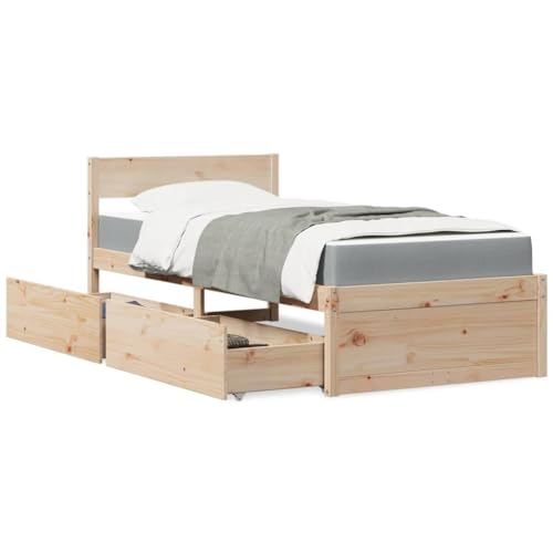 Qnhdfrt Massivholz Kiefernbett mit Matratze 100x200 cm Schlichtes Design mit Stauraum und Taschenfederkernmatratze für Schlafzimmer Gästebett oder Jugendbett Qnhdfrt Massivholz Kiefernbett mit Matratze 100x200 cm Schlichtes Design mit Stauraum und Taschenfederkernmatratze für Schlafzimmer Gästebett oder Jugendbett von Qnhdfrt