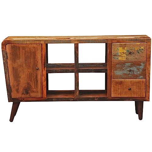 Qnhdfrt Massivholz Kommode aus Recyceltem Altholz 1 Tür 4 Fächer 3 Schubladen Landhausstil Sideboard Schrank 150x40x86cm für Küche Wohnzimmer Flur Aufbewahrung Qnhdfrt Massivholz Kommode aus Recyceltem Altholz 1 Tür 4 Fächer 3 Schubladen Landhausstil Sideboard Schrank 150x40x86cm für Küche Wohnzimmer Flur Aufbewahrung von Qnhdfrt