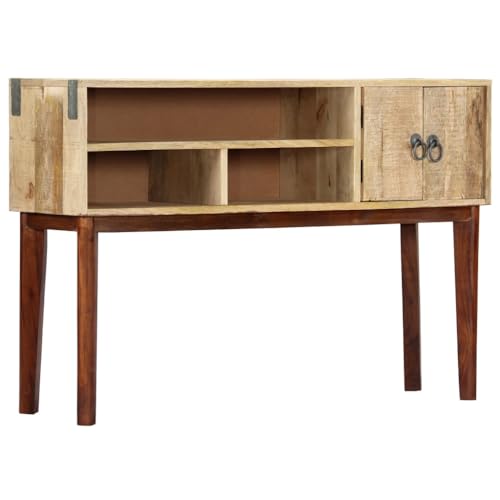 Qnhdfrt Massivholz Konsolentisch aus Mango Natürliche Holzfarbe 115x30x76 cm mit 2 Türen und 3 Fächern Stabiles Design für Zuhause Dekoration und Stauraum von Qnhdfrt