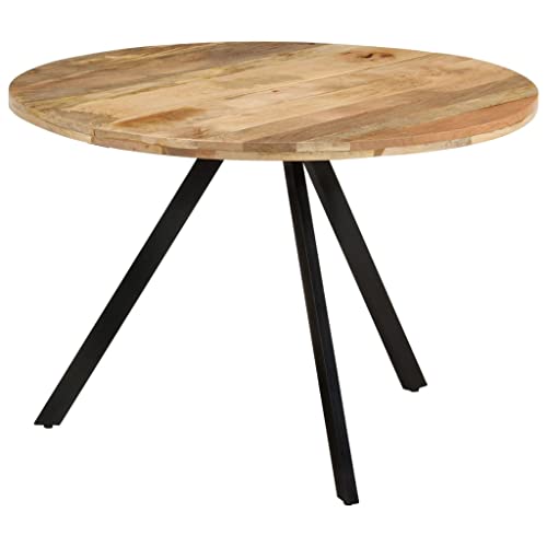 Qnhdfrt Massivholz Mango Esstisch Klein Braun Schwarz 110x75 cm Vintage Design Robust Stabiles Eisen Gestell für Küche Esszimmer Balkon Outdoor von Qnhdfrt