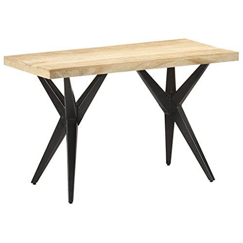 Qnhdfrt Massivholz Mango Esstisch Küchentisch Klein 120x60x76 cm mit Pulverbeschichteten Stahlbeinen Robust für Esszimmer Küche Balkon Terrasse und Garten von Qnhdfrt