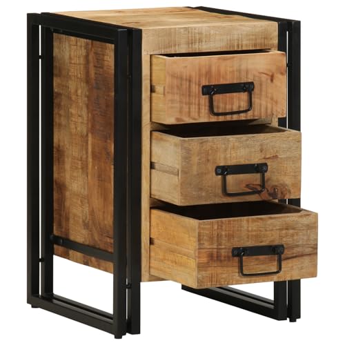Qnhdfrt Massivholz Mango Nachttisch Beistelltisch 40x35x50 cm Braun mit 3 Schubladen Texturierte Oberfläche Industrieller Stil für Schlafzimmer und Wohnzimmer Qnhdfrt Massivholz Mango Nachttisch Beistelltisch 40x35x50 cm Braun mit 3 Schubladen Texturierte Oberfläche Industrieller Stil für Schlafzimmer und Wohnzimmer von Qnhdfrt
