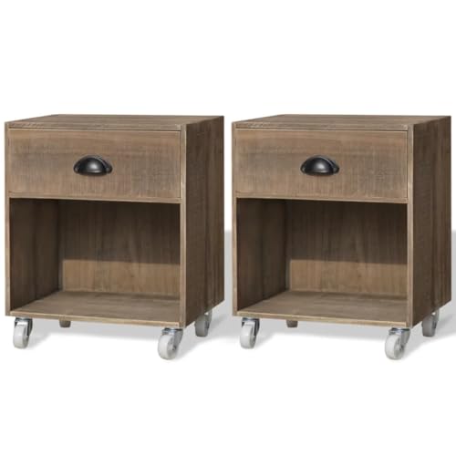 Qnhdfrt Massivholz Nachttisch Set 2 Stück Braun Schmal 38x31,5x46,5 cm mit Rollen und Schublade Flexibler Beistelltisch für Schlafzimmer Stabil und Langlebig Qnhdfrt Massivholz Nachttisch Set 2 Stück Braun Schmal 38x31,5x46,5 cm mit Rollen und Schublade Flexibler Beistelltisch für Schlafzimmer Stabil und Langlebig von Qnhdfrt