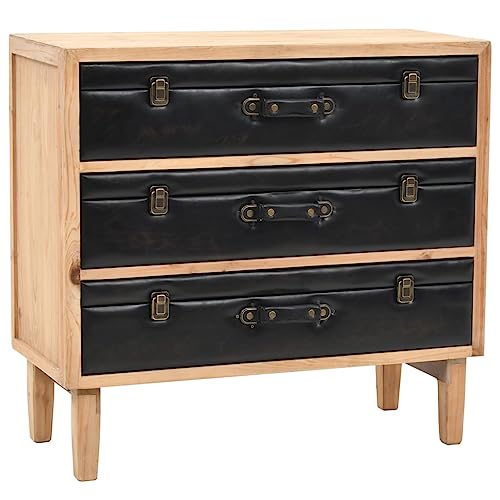 Qnhdfrt Massivholz Schubladenkommode Tanne Retro Stil 80x36x75 cm mit 3 Schubladen Koffer-Design Aufbewahrungsschrank für Wohnzimmer Schlafzimmer von Qnhdfrt