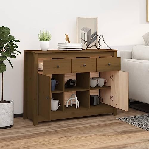 Qnhdfrt Massivholz Sideboard Honigbraun 100x35x74,5 cm Schrank mit Schubladen und Fächern für Wohnzimmer Flur Küche Landhausstil Holz Qnhdfrt Massivholz Sideboard Honigbraun 100x35x74,5 cm Schrank mit Schubladen und Fächern für Wohnzimmer Flur Küche Landhausstil Holz von Qnhdfrt